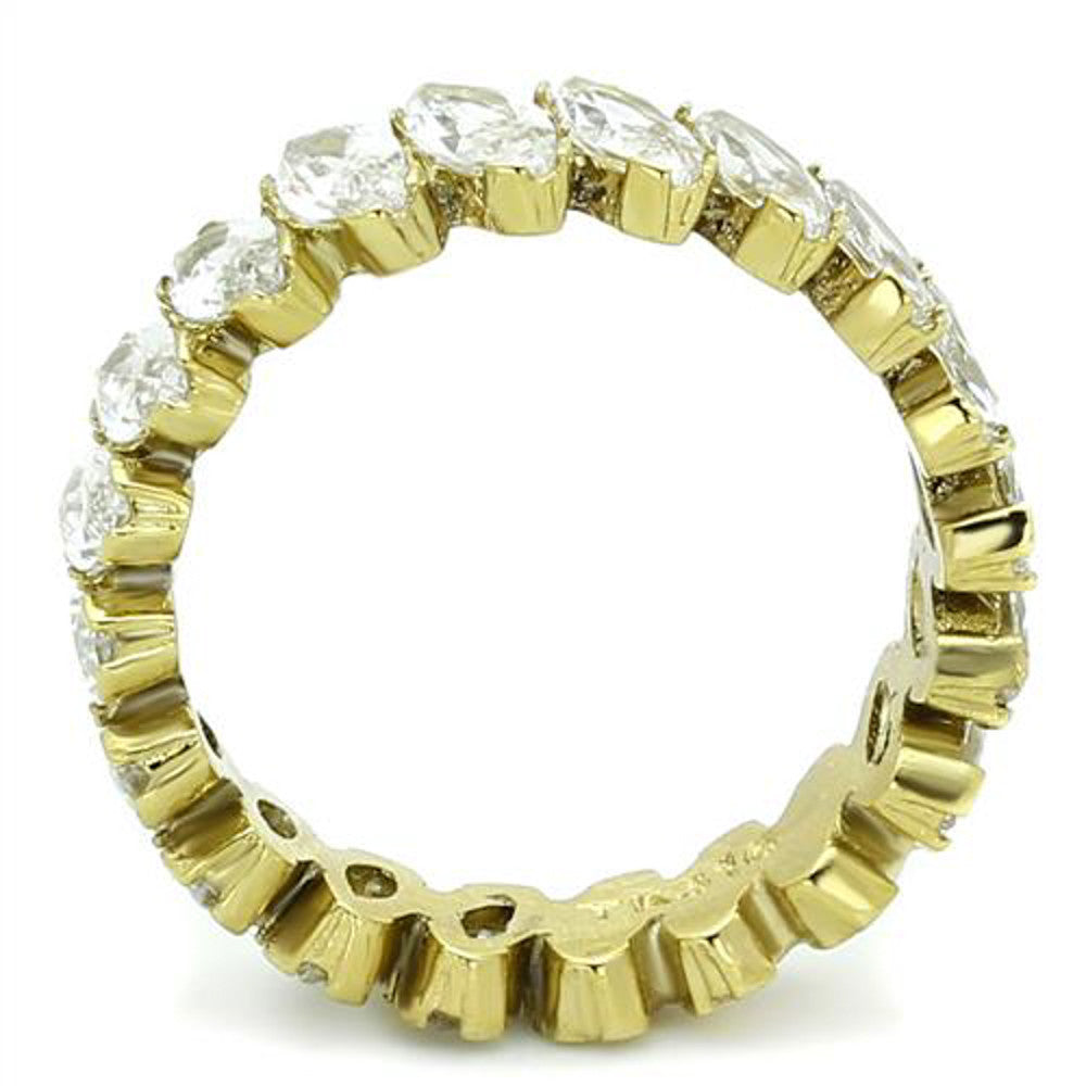ARTK1234 Women's Marquise Cut Cz 14K Gold IP Stainless Steel Eternity Wedding Ring Band